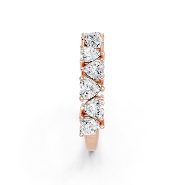 Rose gold Heart Half Eternity Band with Shared Prong Setting