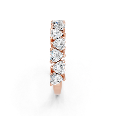 Rose gold Heart cut diamond Half Eternity Band with Shared Prong Setting_1