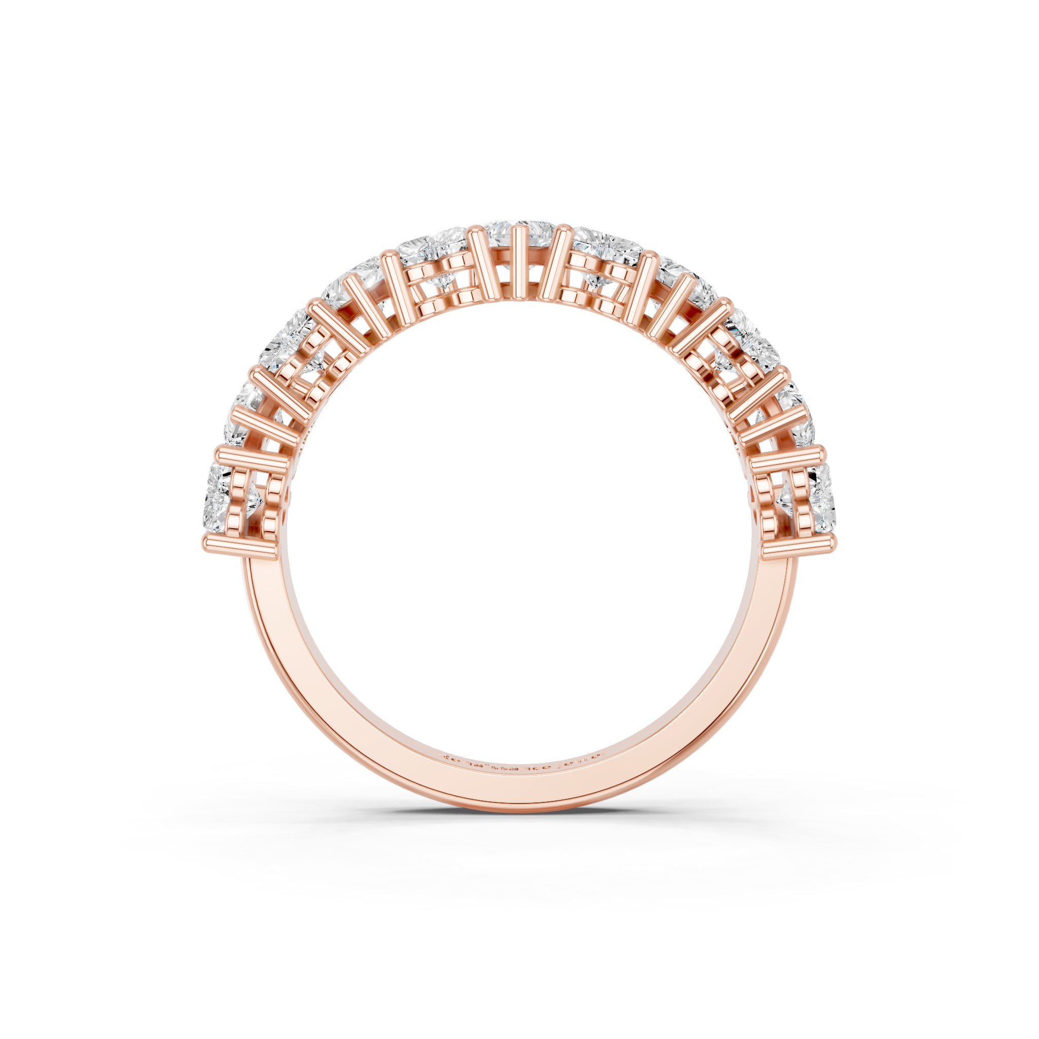 Rose gold Heart cut diamond Half Eternity Band with Shared Prong Setting_2