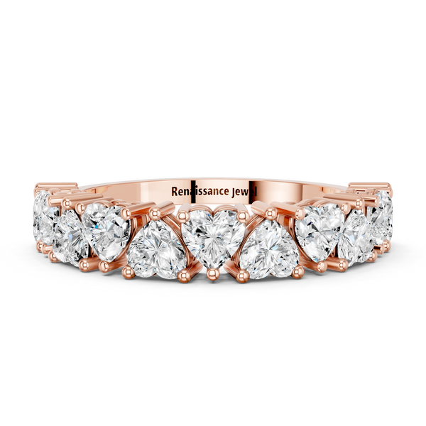 Rose gold Heart Half Eternity Band with Shared Prong Setting