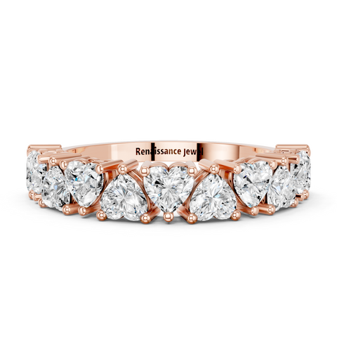 Rose gold Heart cut diamond Half Eternity Band with Shared Prong Setting_8