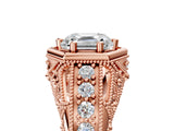 Rose gold Hexagon Bezel Asscher Cut Diamond Milgrain Split Shank Ring_12