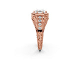 Rose gold Hexagon Bezel Asscher Cut Diamond Milgrain Split Shank Ring_9