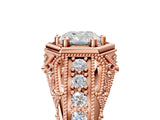 Rose gold Hexagon Bezel Cushion Cut Diamond Milgrain Split Shank Ring_12