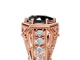 Rose gold Hexagon Bezel Fancy Black Pear Cut Diamond Milgrain Split Shank Ring_5