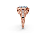 Rose gold Hexagon Bezel Fancy Blue Marquise Cut Diamond Milgrain Split Shank Ring_2