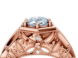 Rose gold Hexagon Bezel Fancy Blue Oval Cut Diamond Milgrain Split Shank Ring_4