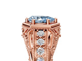 Rose gold Hexagon Bezel Fancy Blue Pear Cut Diamond Milgrain Split Shank Ring_5