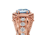 Rose gold Hexagon Bezel Fancy Blue Princess Cut Diamond Milgrain Split Shank Ring_29