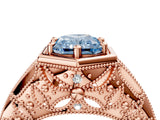 Rose gold Hexagon Bezel Fancy Blue Radiant Cut Diamond Milgrain Split Shank Ring_4