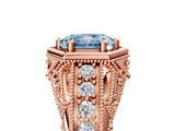 Rose gold Hexagon Bezel Fancy Blue Radiant Cut Diamond Milgrain Split Shank Ring_5