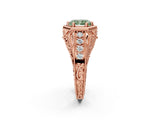 Rose gold Hexagon Bezel Fancy Green Radiant Cut Diamond Milgrain Split Shank Ring_2