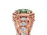 Rose gold Hexagon Bezel Fancy Green Radiant Cut Diamond Milgrain Split Shank Ring_5