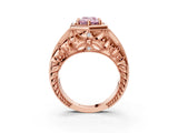 Rose gold Hexagon Bezel Fancy Pink Emerald Cut Diamond Milgrain Split Shank Ring_3