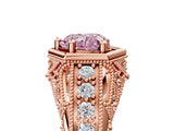 Rose gold Hexagon Bezel Fancy Pink Heart Cut Diamond Milgrain Split Shank Ring_5