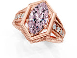 Rose gold Hexagon Bezel Fancy Pink Marquise Cut Diamond Milgrain Split Shank Ring_1