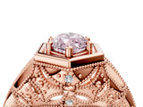 Rose gold Hexagon Bezel Fancy Pink Marquise Cut Diamond Milgrain Split Shank Ring_4