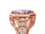 Rose gold Hexagon Bezel Fancy Pink Marquise Cut Diamond Milgrain Split Shank Ring_5
