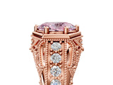 Rose gold Hexagon Bezel Fancy Pink Oval Cut Diamond Milgrain Split Shank Ring_5
