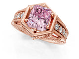 Rose gold Hexagon Bezel Fancy Pink Radiant Cut Diamond Milgrain Split Shank Ring_1