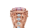 Rose gold Hexagon Bezel Fancy Pink Radiant Cut Diamond Milgrain Split Shank Ring_5