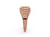 Rose gold Hexagon Bezel Fancy Yellow Emerald Cut Diamond Milgrain Split Shank Ring_2