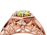 Rose gold Hexagon Bezel Fancy Yellow Emerald Cut Diamond Milgrain Split Shank Ring_4