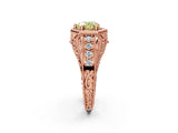 Rose gold Hexagon Bezel Fancy Yellow Heart Cut Diamond Milgrain Split Shank Ring_2