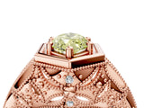 Rose gold Hexagon Bezel Fancy Yellow Marquise Cut Diamond Milgrain Split Shank Ring_4
