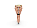 Rose gold Hexagon Bezel Fancy Yellow Oval Cut Diamond Milgrain Split Shank Ring_2