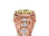 Rose gold Hexagon Bezel Fancy Yellow Oval Cut Diamond Milgrain Split Shank Ring_5