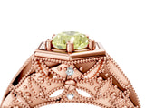 Rose gold Hexagon Bezel Fancy Yellow Pear Cut Diamond Milgrain Split Shank Ring_4
