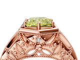 Rose gold Hexagon Bezel Fancy Yellow Princess Cut Diamond Milgrain Split Shank Ring_40