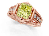 Rose gold Hexagon Bezel Fancy Yellow Radiant Cut Diamond Milgrain Split Shank Ring_1