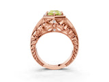 Rose gold Hexagon Bezel Fancy Yellow Radiant Cut Diamond Milgrain Split Shank Ring_3