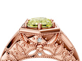Rose gold Hexagon Bezel Fancy Yellow Radiant Cut Diamond Milgrain Split Shank Ring_4