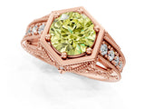 Rose gold Hexagon Bezel Fancy Yellow Round Cut Diamond Milgrain Split Shank Ring_1