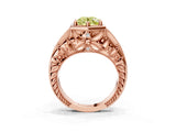 Rose gold Hexagon Bezel Fancy Yellow Round Cut Diamond Milgrain Split Shank Ring_3