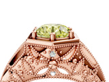 Rose gold Hexagon Bezel Fancy Yellow Round Cut Diamond Milgrain Split Shank Ring_4