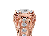 Rose gold Hexagon Bezel Oval Cut Diamond Milgrain Split Shank Ring_12