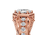 Rose gold Hexagon Bezel Pear Cut Diamond Milgrain Split Shank Ring_24