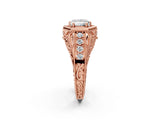 Rose gold Hexagon Bezel Princess Cut Diamond Milgrain Split Shank Ring_9