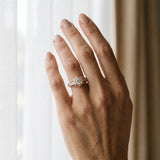 Rose gold Hexagon Bezel Round Diamond Milgrain Split Shank Ring_12