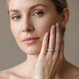 Rose gold Hexagon Bezel Round Diamond Milgrain Split Shank Ring_13