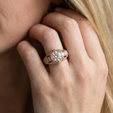 Rose gold Hexagon Bezel Round Diamond Milgrain Split Shank Ring_14