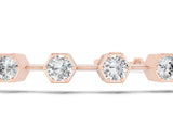 Rose gold Hexagon Bezel Round Diamond Tennis Bracelet_3