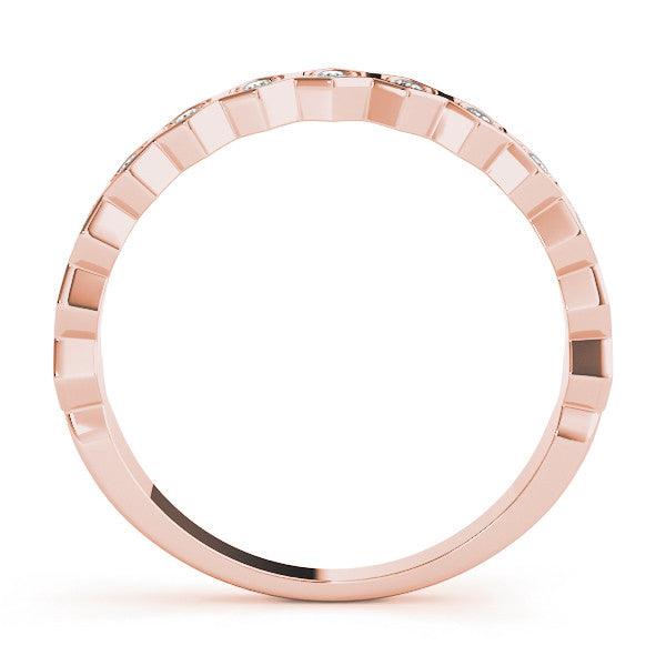 Rose gold Hexagon Pave Diamond Eternity Band with Bezel Setting 2