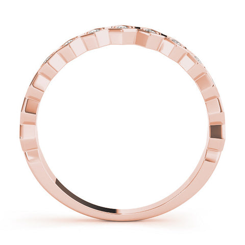 Rose gold Hexagon Pave Diamond Eternity Band with Bezel Setting 2