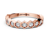 Rose gold Hexagon Pave Diamond Eternity Band with Bezel Setting_23