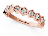 Rose gold Hexagon Pave Diamond Eternity Band with Bezel Setting_24